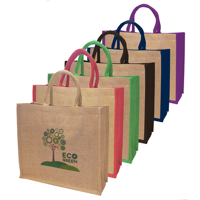 Large Eco Friendly Natural Jute Bag W/ Or W/o Coloured Gusset